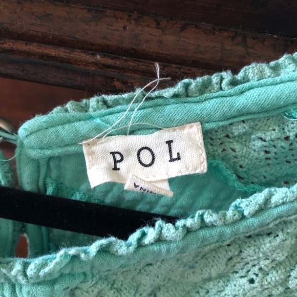 POL teal distressed gaze cotton crochet sleeveless tunic top in size S - Picture 5 of 9